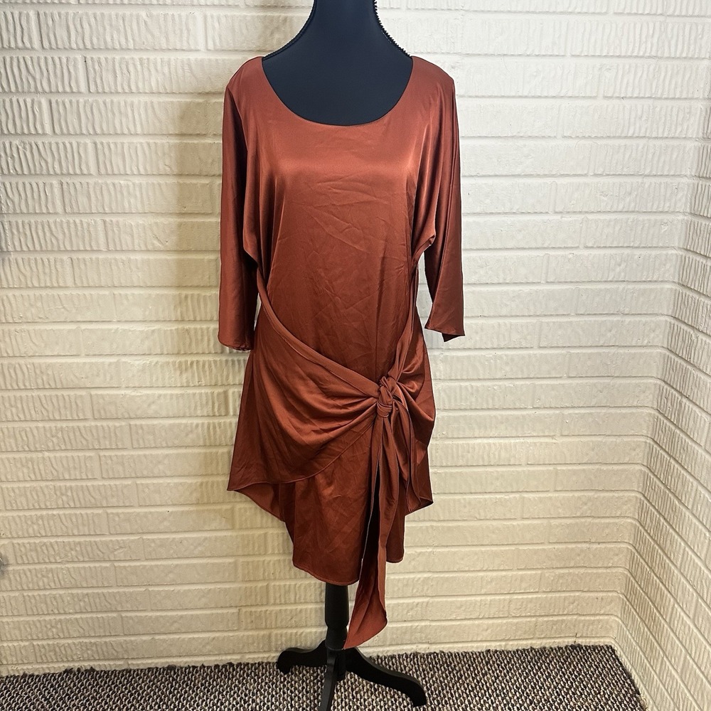 NWT Baltic Born The Mini Dress Burnt Orange 3/4 Sleeve Wrap Size XL‎ Copper